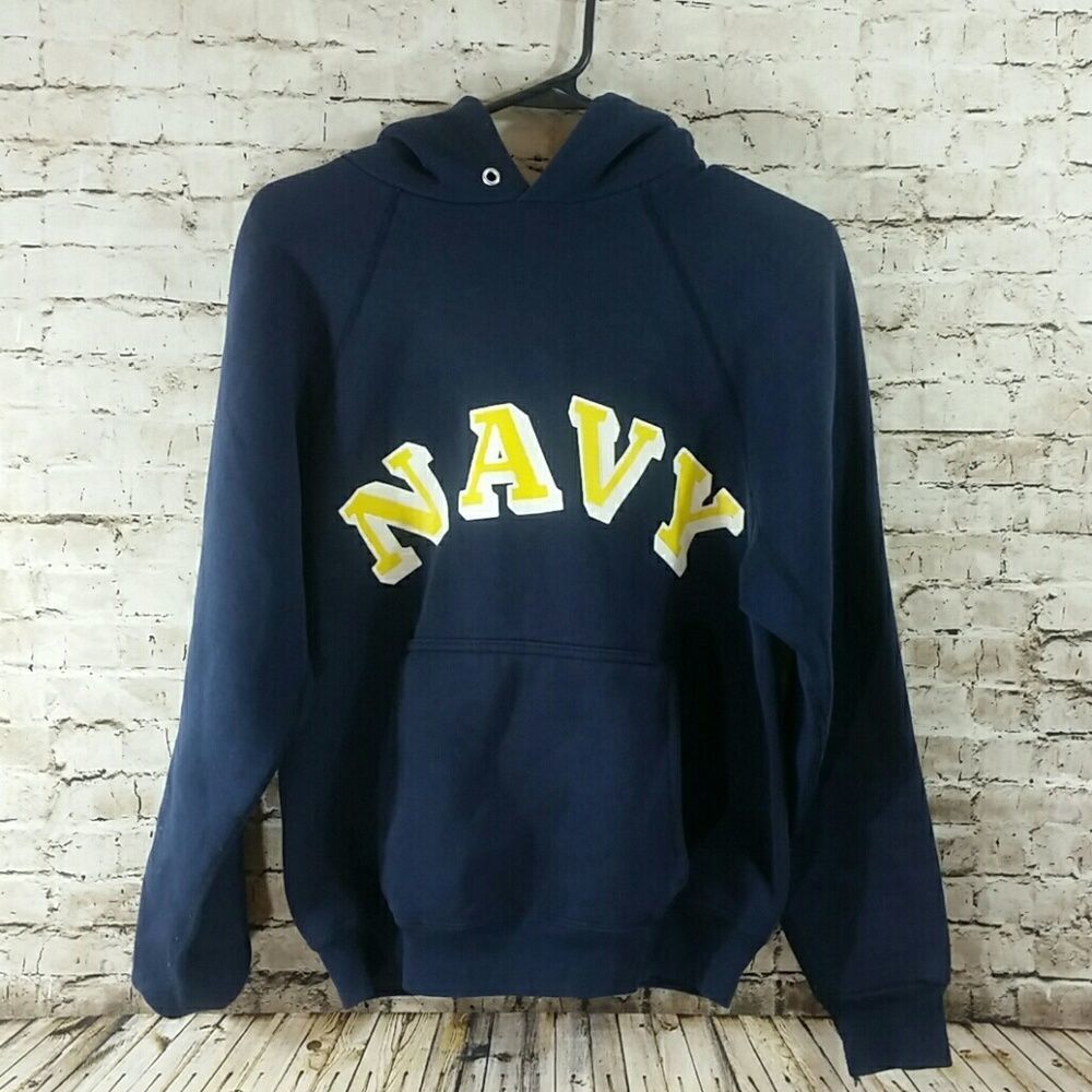 ⭐️Host pick 😃- Navy USN sweater VINTAGE 90S navy hoodie 1 size (Medium fit)